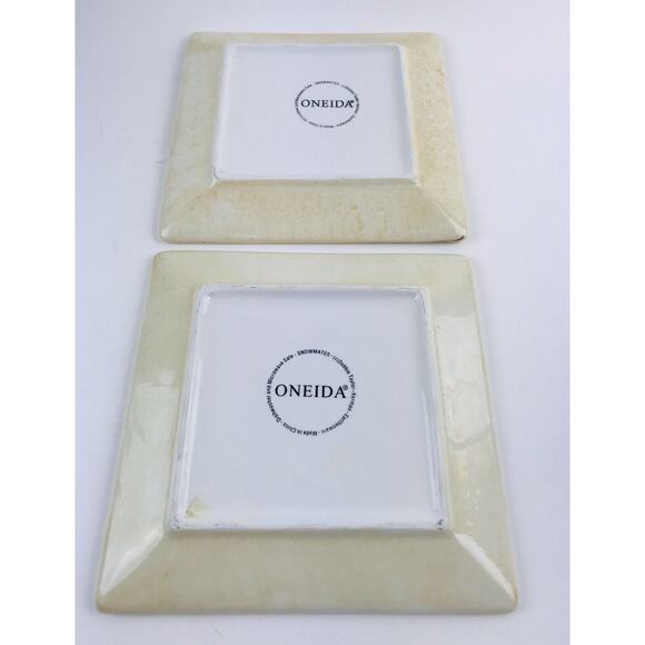 Oneida “SNOWMATES" Square Dessert/Salad Plates 8” Debbie Taylor, Ivory Set 2 - Picture 8 of 9